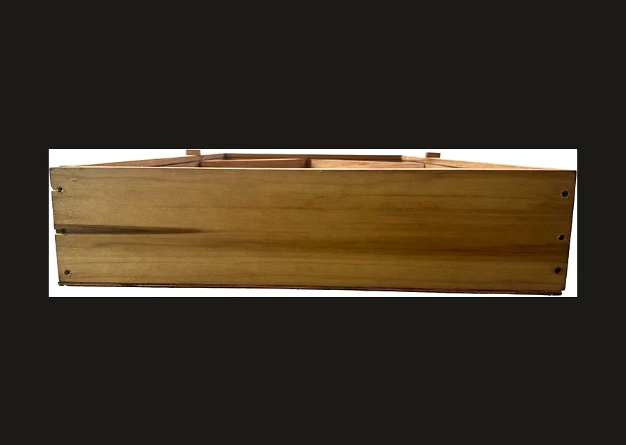Custom handmade wooden box shown from two angles, view 1